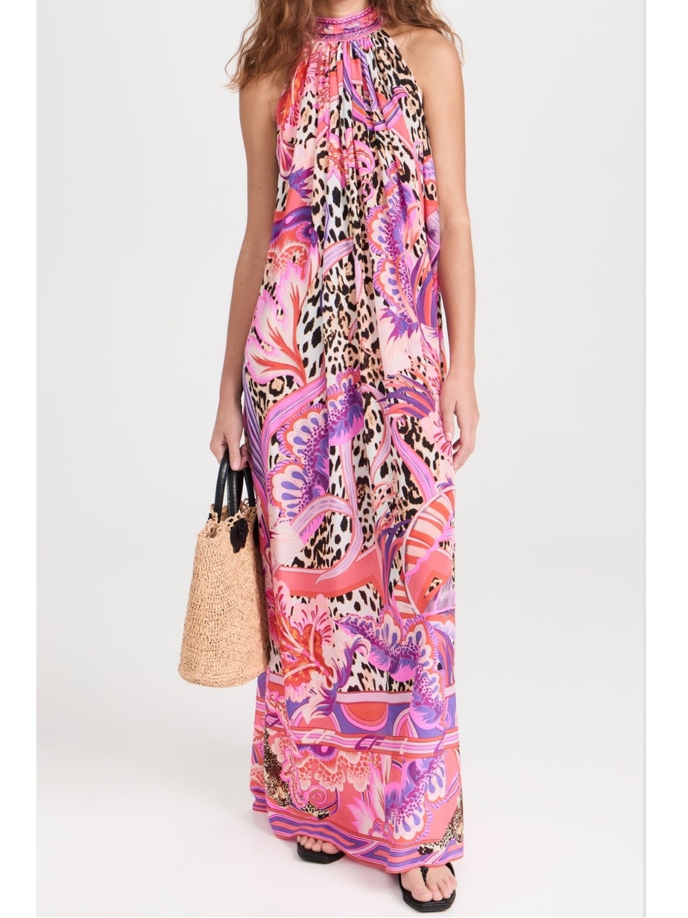 Camilla Tie Neck Long Dress Viola Vintage NEW